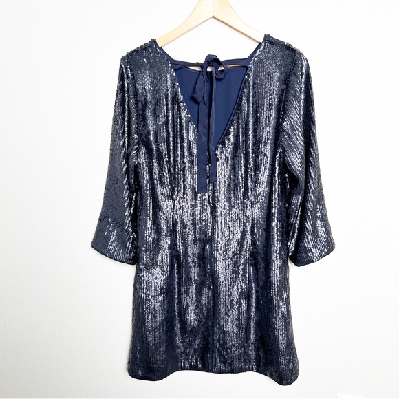 J.Crew Collection Navy Blue Sequin Bianca Party Mini Dress size 14 - Picture 8 of 10